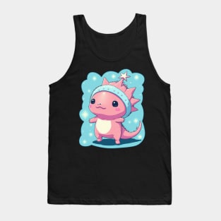 Cute reptile character with a snowy star theme Tank Top